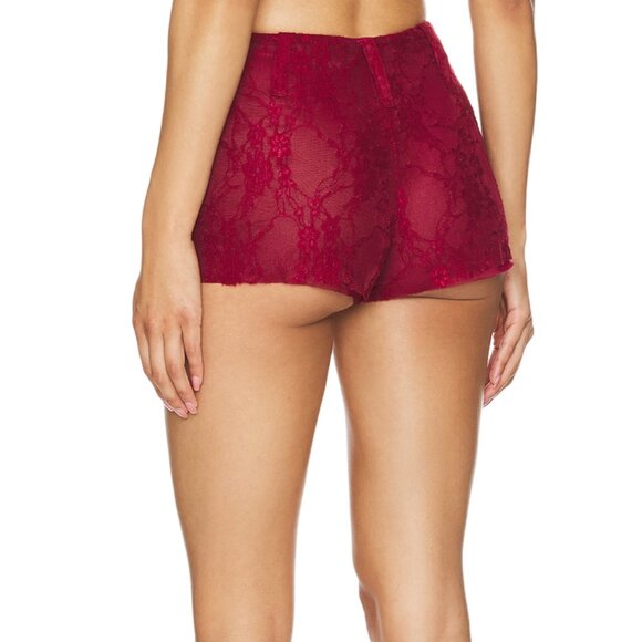 Somebodee x REVOLVE Paloma Micro Mini Booty Shorts Wine Red Hot Pants Medium - Picture 3 of 6